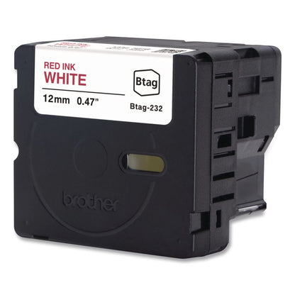 Genuine P-Touch BTAG Label Tapes, 0.47" x 13.1 ft, Red on White