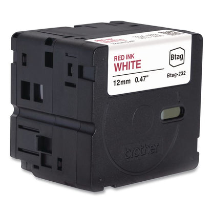 Genuine P-Touch BTAG Label Tapes, 0.47" x 13.1 ft, Red on White