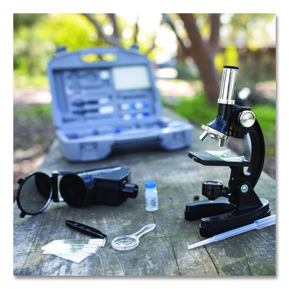 GeoSafari Micropro Microcope Set, 50x, 100x, 150x, 300x 600x Magnification, Plain Stage, Mirror Illuminator, Black, 95 Pieces