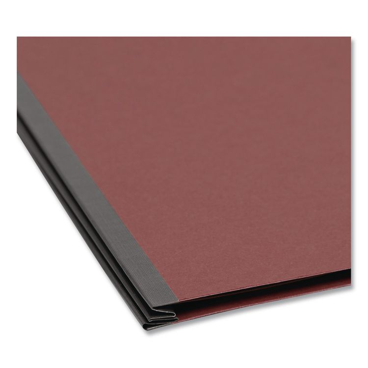 Pressboard Classification Folders, 2/5-Cut Tab, Expands 2", 1 Divider, 4 SafeSHIELD Fasteners, Letter Size, Red, 10/Box