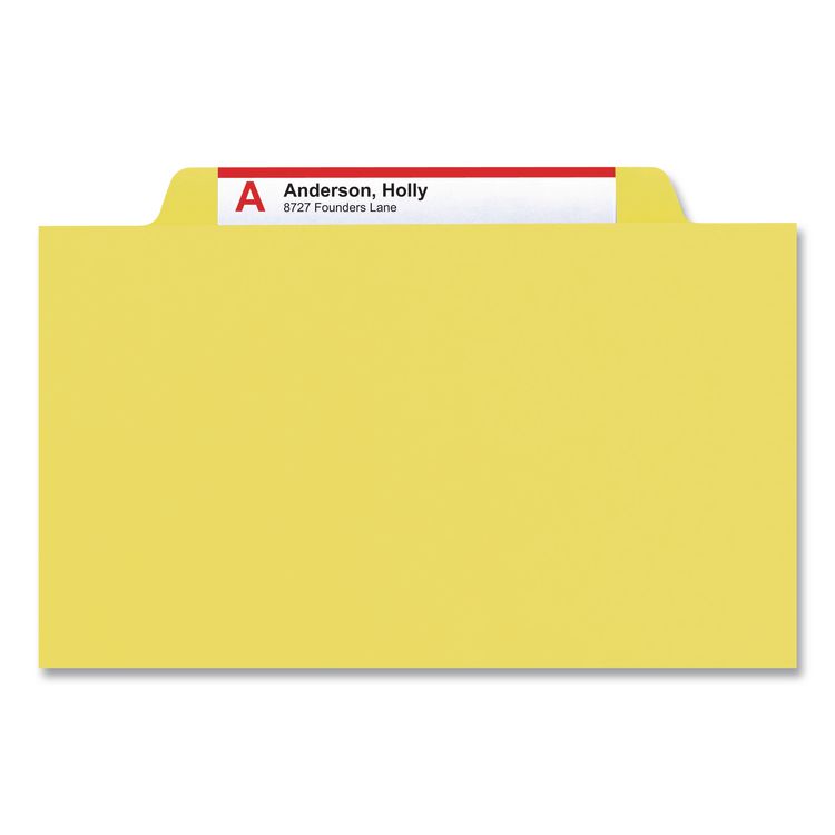 Colored Top Tab Classification Folders, 2/5-Cut Tab, Expands 2", 2 Divider, 6 SafeSHIELD Fastener, Letter Size, Yellow, 10/BX