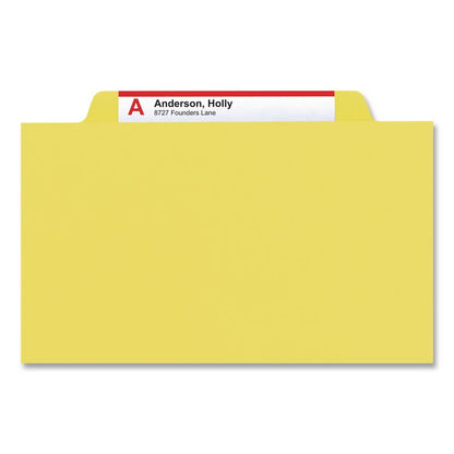 Colored Top Tab Classification Folders, 2/5-Cut Tab, Expands 2", 2 Divider, 6 SafeSHIELD Fastener, Letter Size, Yellow, 10/BX