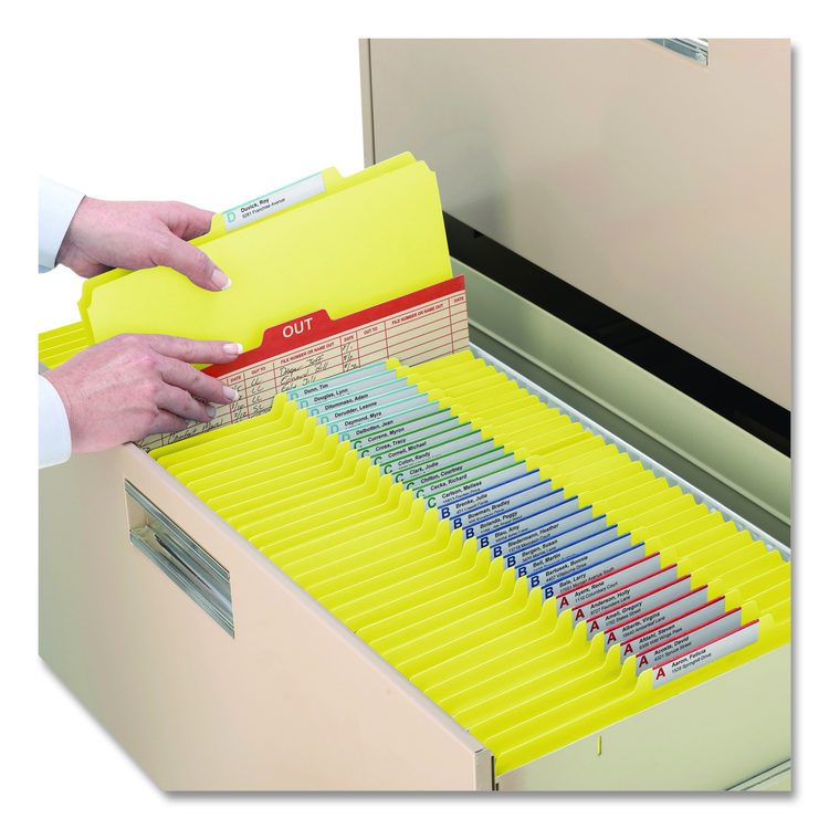 Colored Top Tab Classification Folders, 2/5-Cut Tab, Expands 2", 2 Divider, 6 SafeSHIELD Fastener, Letter Size, Yellow, 10/BX