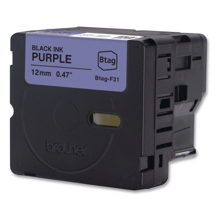 Genuine P-Touch BTAG Label Tapes, 0.47" x 13.1 ft, Black on Purple