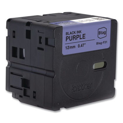 Genuine P-Touch BTAG Label Tapes, 0.47" x 13.1 ft, Black on Purple