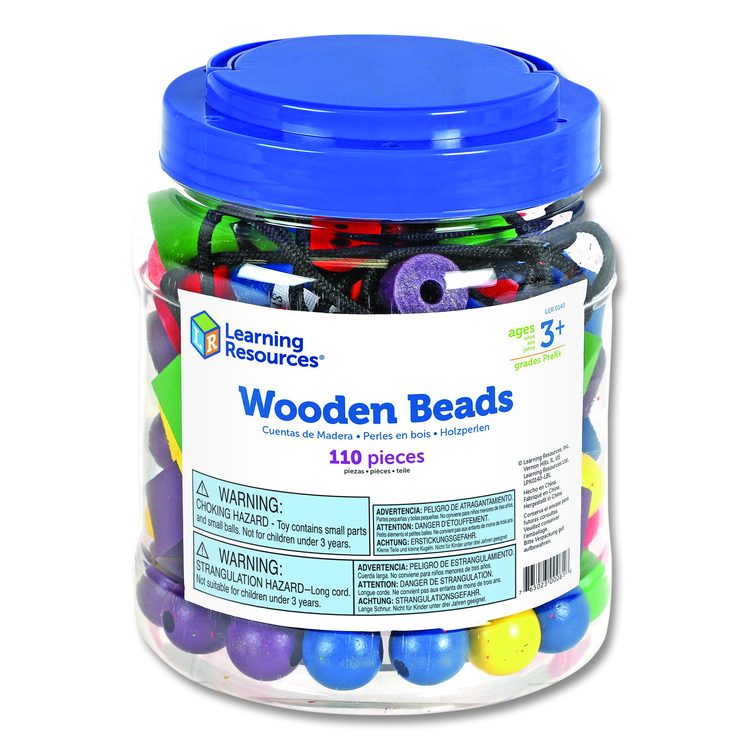 Beads in a Bucket, Wood, Small, Assorted Colors, 1.4 lb Bucket