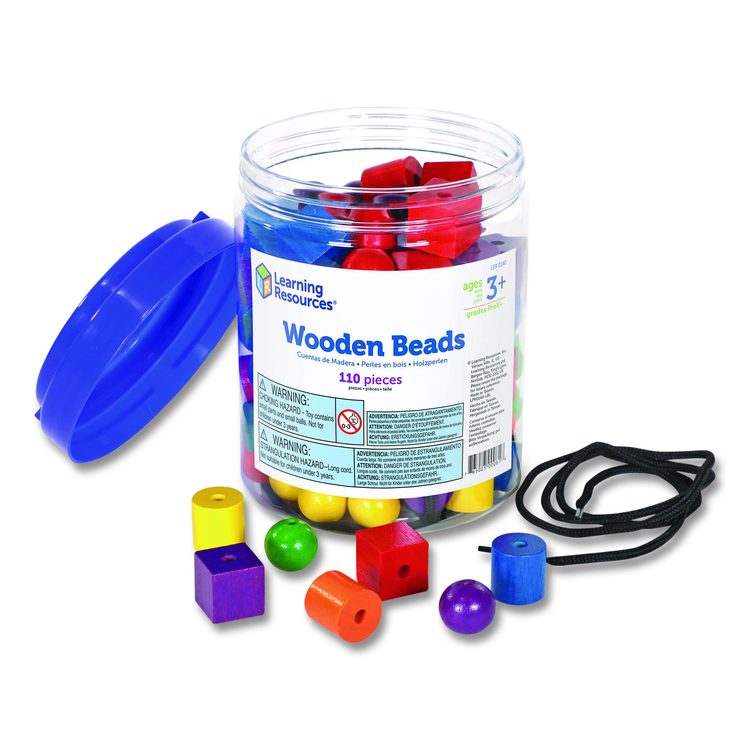 Beads in a Bucket, Wood, Small, Assorted Colors, 1.4 lb Bucket