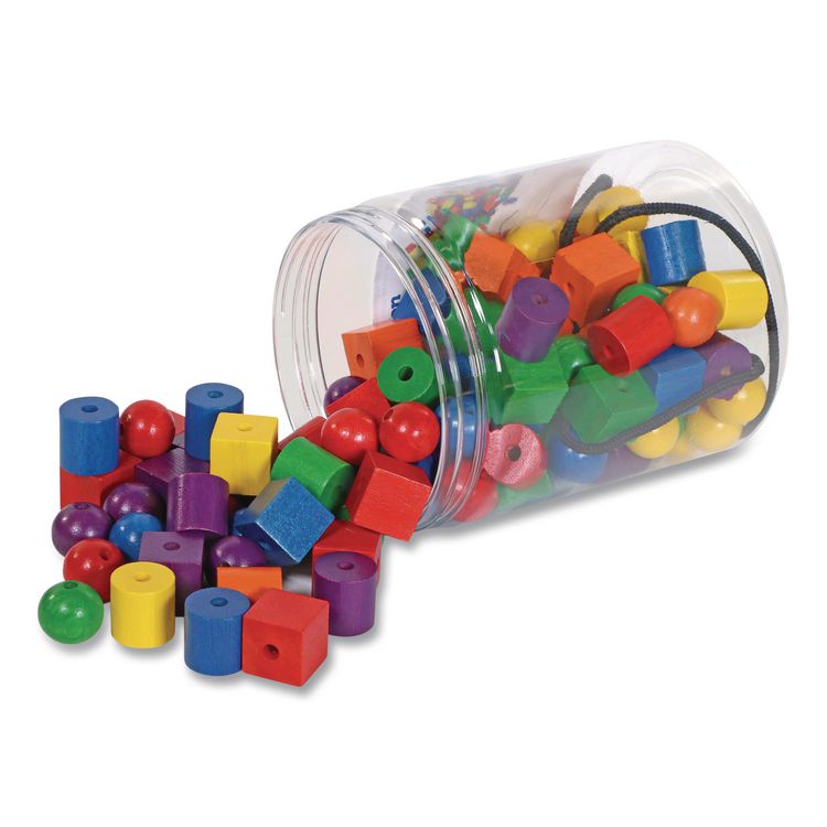 Beads in a Bucket, Wood, Small, Assorted Colors, 1.4 lb Bucket