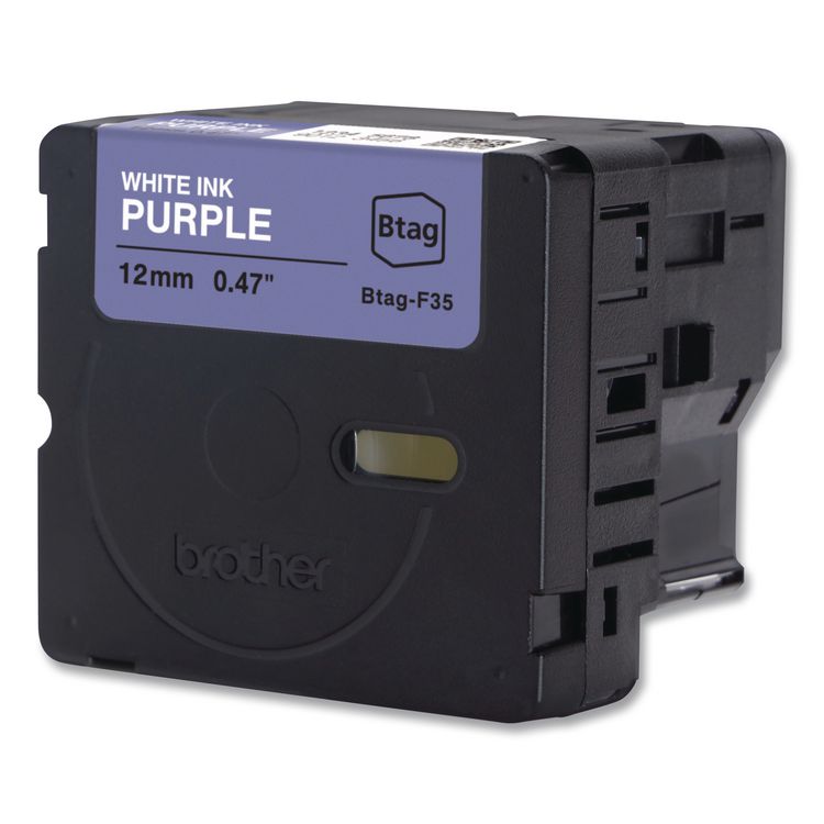 Genuine P-Touch BTAG Label Tapes, 0.47" x 13.1 ft, White on Purple