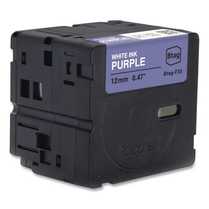 Genuine P-Touch BTAG Label Tapes, 0.47" x 13.1 ft, White on Purple