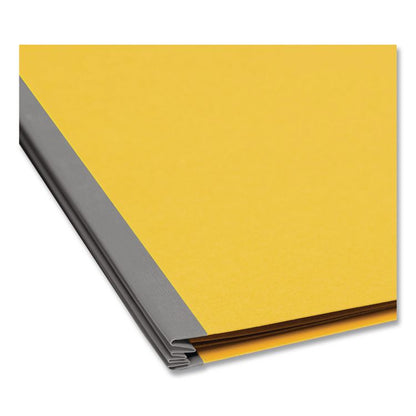 Pressboard Top Tab Pocket Classification Folders, Expands 2", 2 Dividers, 6 SafeSHIELD Fasteners, Legal Size, Yellow, 10/Box