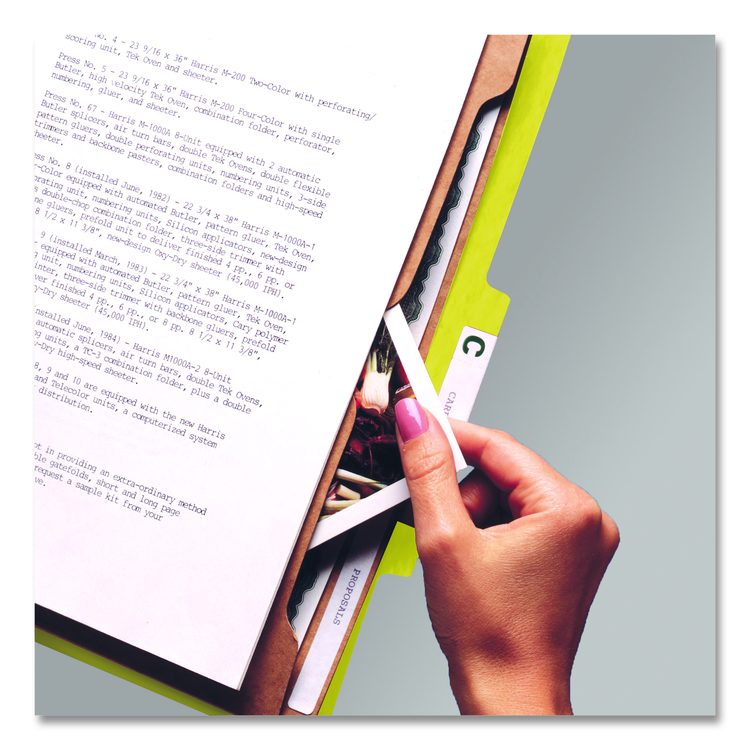 Pressboard Top Tab Pocket Classification Folders, Expands 2", 2 Dividers, 6 SafeSHIELD Fasteners, Legal Size, Yellow, 10/Box