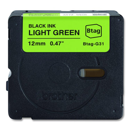 Genuine P-Touch BTAG Label Tapes, 0.47" x 13.1 ft, Black on Light Green