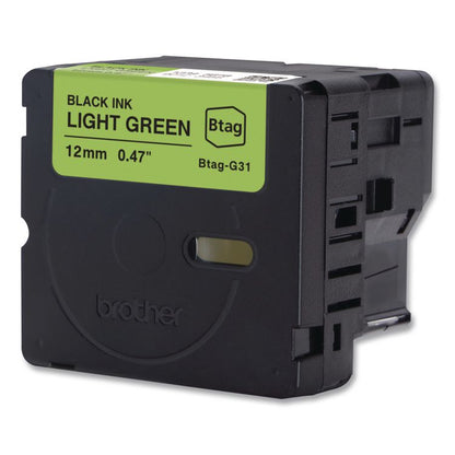 Genuine P-Touch BTAG Label Tapes, 0.47" x 13.1 ft, Black on Light Green
