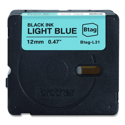 Genuine P-Touch BTAG Label Tapes, 0.47" x 13.1 ft, Black on Light Blue