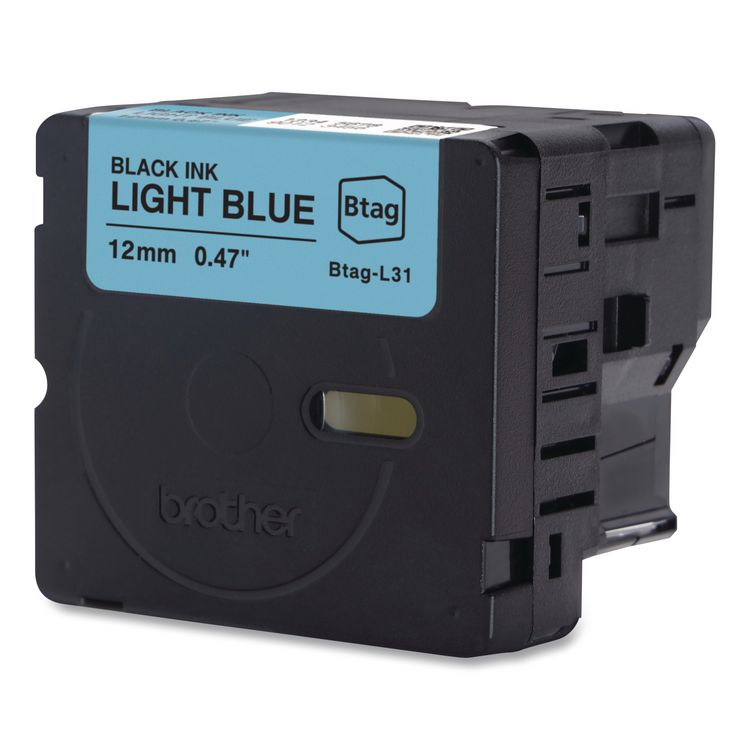 Genuine P-Touch BTAG Label Tapes, 0.47" x 13.1 ft, Black on Light Blue