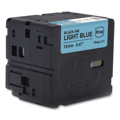 Genuine P-Touch BTAG Label Tapes, 0.47" x 13.1 ft, Black on Light Blue