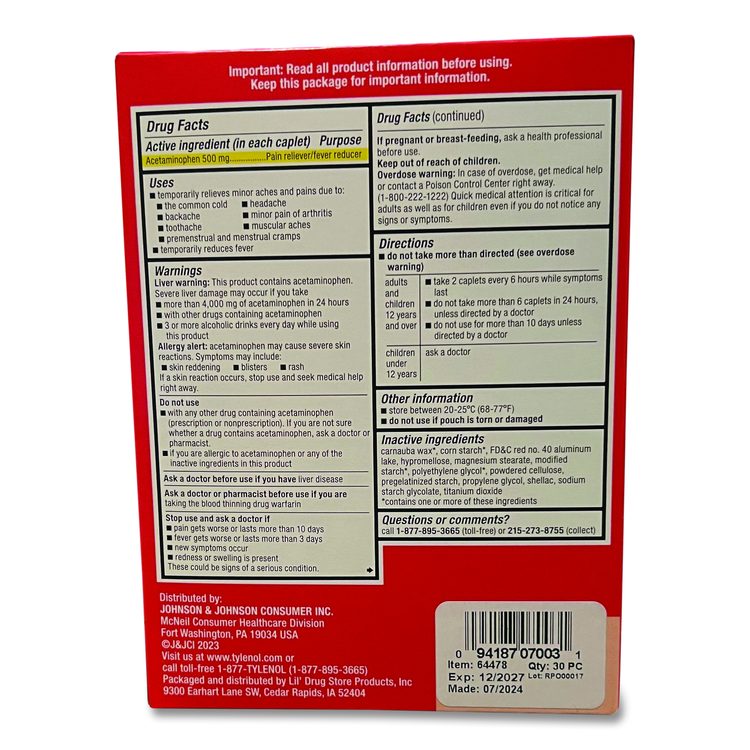 Extra Strength Caplets, Two-Pack, 30/Box