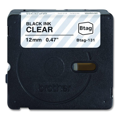 Genuine P-Touch BTAG Label Tapes, 0.47" x 13.1 ft, Black on Clear