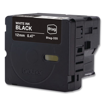 Genuine P-Touch BTAG Label Tapes, 0.47" x 13.1 ft, White on Black