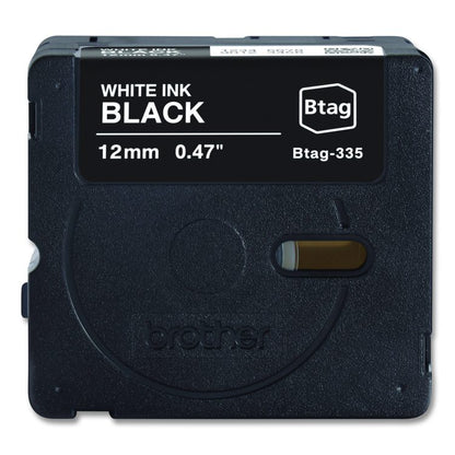 Genuine P-Touch BTAG Label Tapes, 0.47" x 13.1 ft, White on Black