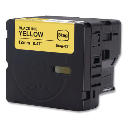 Genuine P-Touch BTAG Label Tapes, 0.47" x 13.1 ft, Black on Yellow