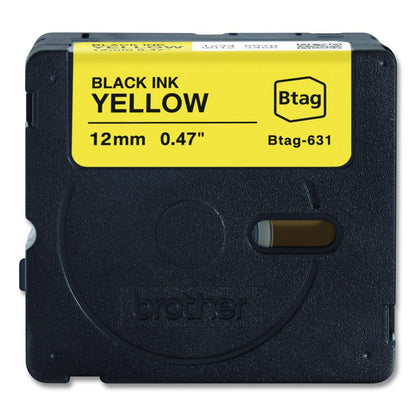 Genuine P-Touch BTAG Label Tapes, 0.47" x 13.1 ft, Black on Yellow