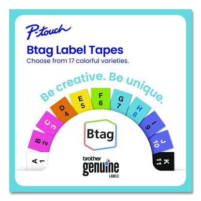 Genuine P-Touch BTAG Label Tapes, 0.47" x 13.1 ft, White on Clear, Black on White, White on Black, 3/Pack