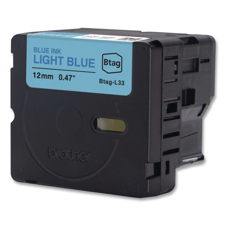 Genuine P-Touch BTAG Label Tapes, 0.47" x 13.1 ft, Blue on Light Blue