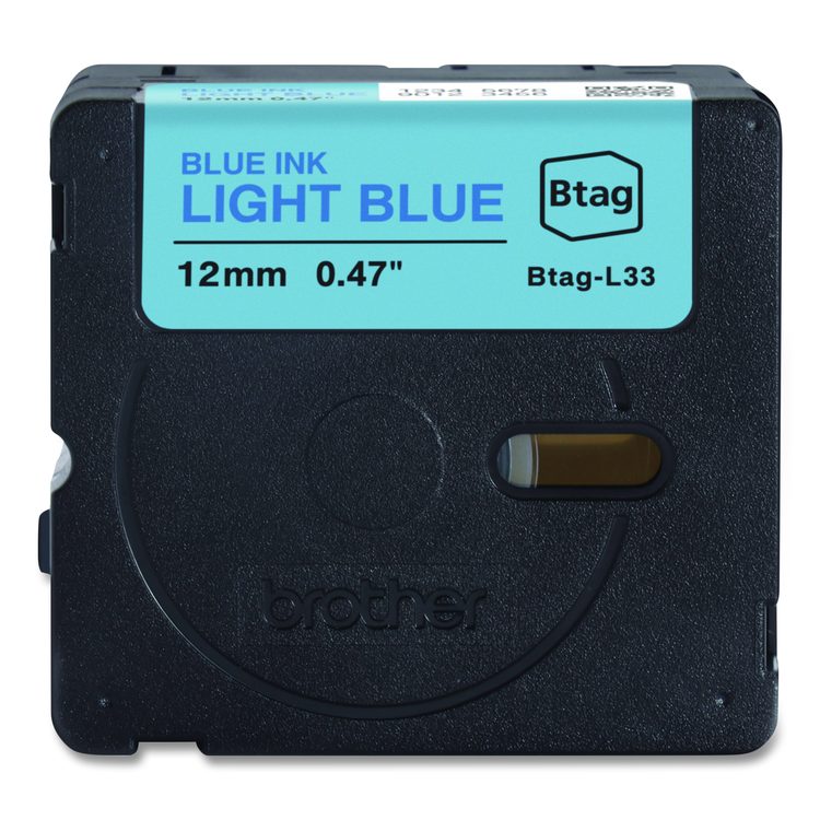 Genuine P-Touch BTAG Label Tapes, 0.47" x 13.1 ft, Blue on Light Blue