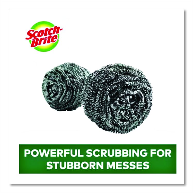 Stainless Steel Scrubber, Silver, 12/Carton