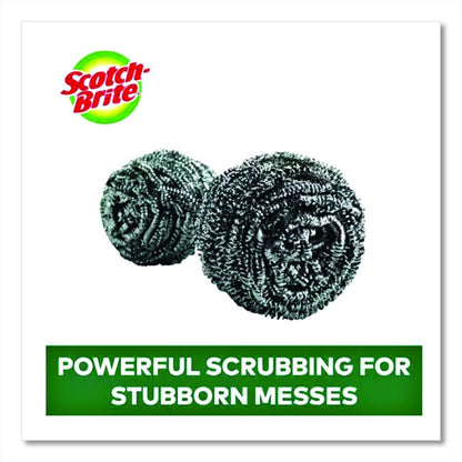 Stainless Steel Scrubber, Silver, 12/Carton