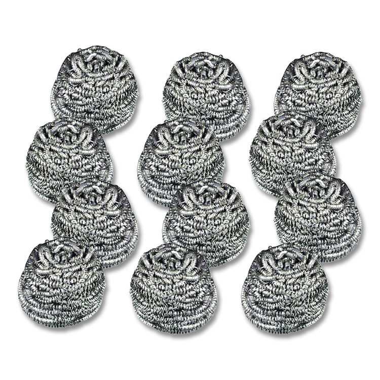 Stainless Steel Scrubber, Silver, 12/Carton