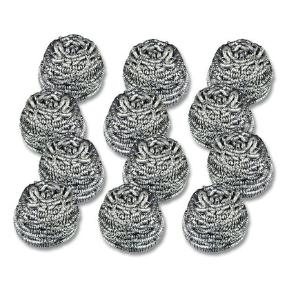 Stainless Steel Scrubber, Silver, 12/Carton