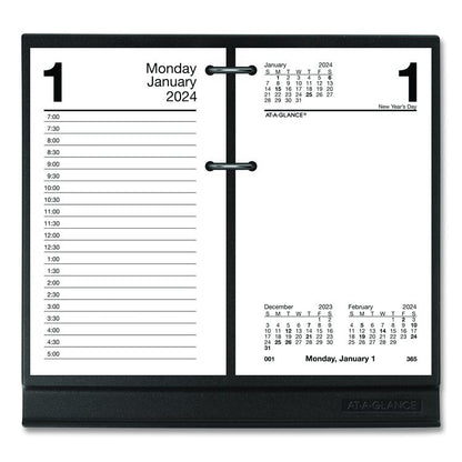 #17 Desk Calendar Base for Loose-Leaf Refill, 2 Rings, 3.5" x 6", Black