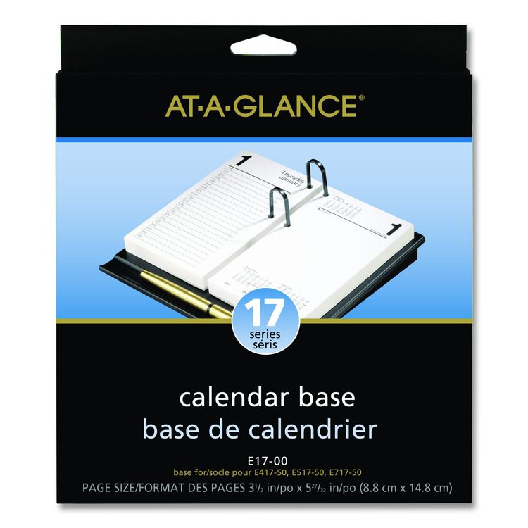 #17 Desk Calendar Base for Loose-Leaf Refill, 2 Rings, 3.5" x 6", Black