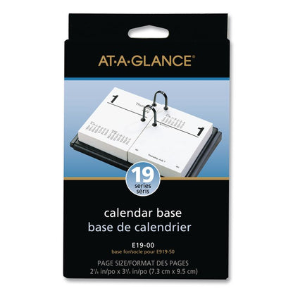 Desk Calendar Base for Loose-Leaf Refill, 2 Rings, 3" x 3.75", Black
