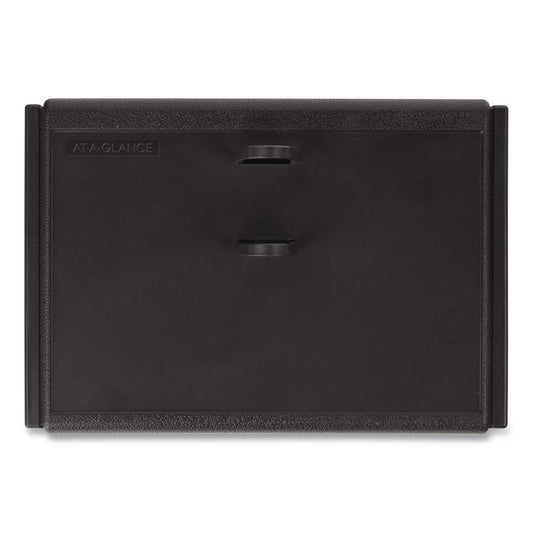 Desk Calendar Base for Loose-Leaf Refill, 2 Rings, 3" x 3.75", Black