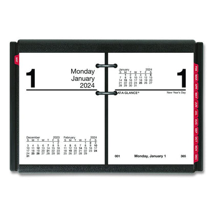 Desk Calendar Base for Loose-Leaf Refill, 2 Rings, 3" x 3.75", Black