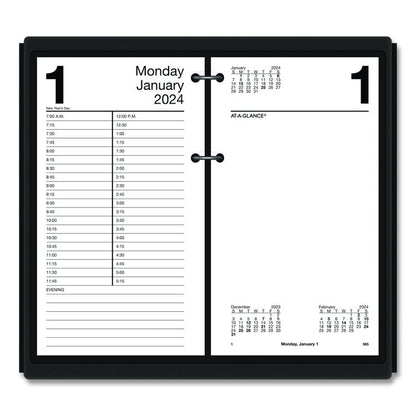 Desk Calendar Base for Loose-Leaf Refill, 2 Rings, 4.5" x 8", Black