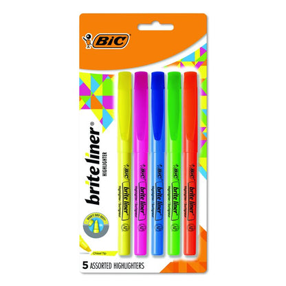 Brite Liner Highlighter, Assorted Ink Colors, Chisel Tip, Assorted Barrel Colors, 5/Set