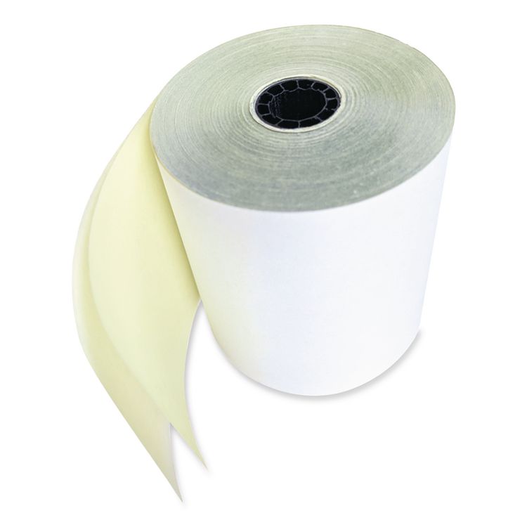 No Carbon Register Rolls, 3" x 90 ft, White/Yellow, 30/Carton