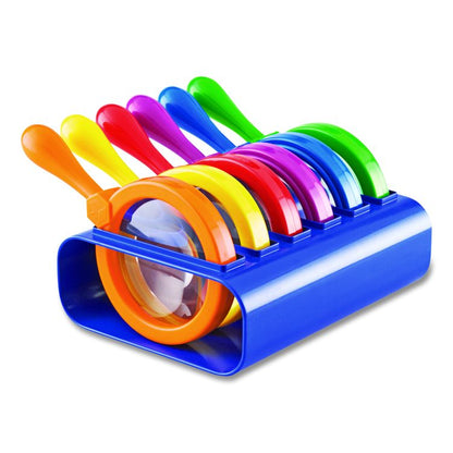 Primary Science Jumbo Magnifiers with Stand, Ages 3 and Up, 4.5x, Plastic Lens, 4.5" dia, 6/Set