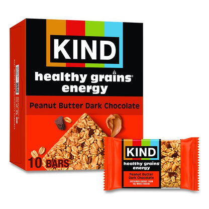 Healthy Grains Energy Peanut Butter Dark Chocolate Bars, 1.4 oz Bar, 10/Box