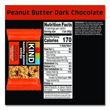 Healthy Grains Energy Peanut Butter Dark Chocolate Bars, 1.4 oz Bar, 10/Box
