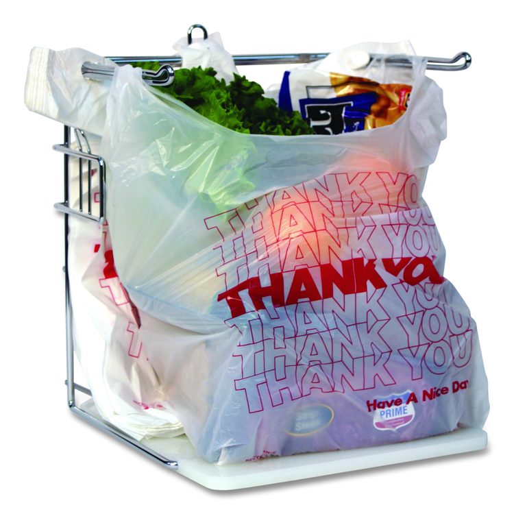 Thank You Bags, Thank You - Have a Nice Day Labeling, Cut-Out Handles, 11.5" x 6.5" x 21", White/Red, 1,000/Carton