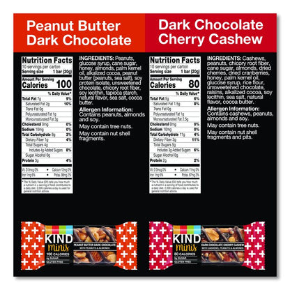 Minis Peanut Butter Dark Chocolate and Dark Chocolate Cherry Cashew Variety Pack, 0.74 oz Bar, 20/Box