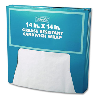Grease-Resistant Paper Wraps and Liners, 14 x 14, White, 1,000/Box,  4 Boxes/Carton