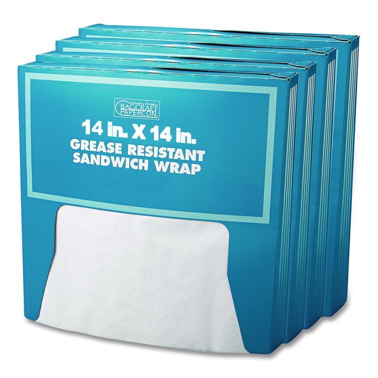 Grease-Resistant Paper Wraps and Liners, 14 x 14, White, 1,000/Box,  4 Boxes/Carton