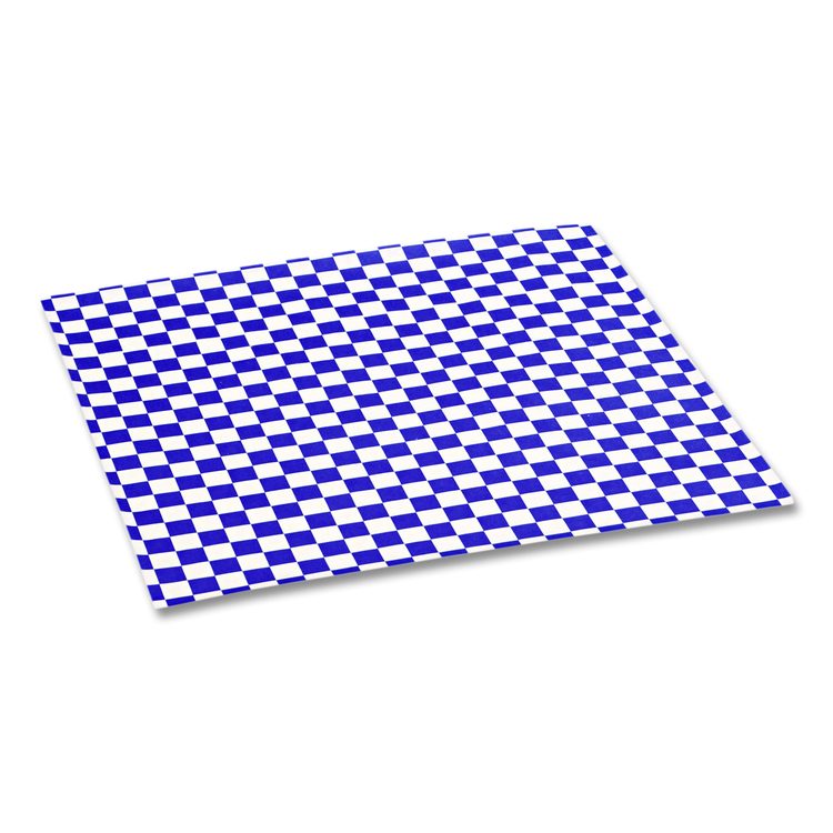Grease-Resistant Paper Wraps and Liners, 12 x 12, Blue Check, 1,000/Box, 5 Boxes/Carton